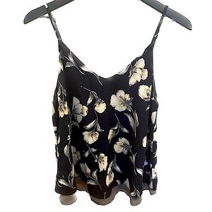 Boutique Dark Blue Floral Tank Top